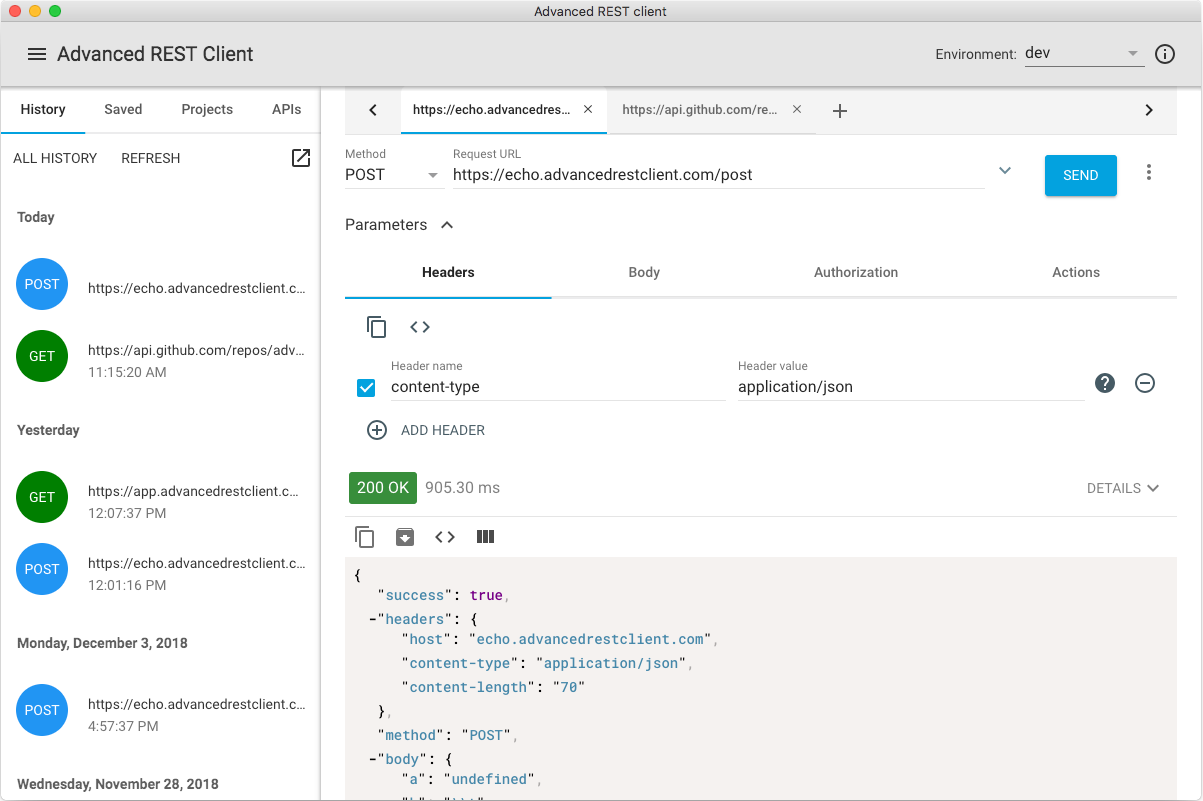 Advanced Rest Client (outil de test d'API) Advanced Rest Client (outil de test d'API)