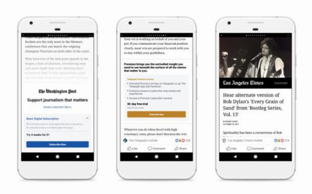 Facebook lance un service d’abonnement à la presse via les Instant Articles Facebook lance un service d’abonnement à la presse via les Instant Articles