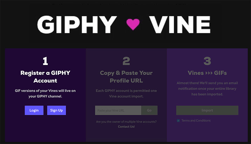 Giphy lance un outil pour convertir toutes ses vidéos Vine en GIF animés Giphy lance un outil pour convertir toutes ses vidéos Vine en GIF animés