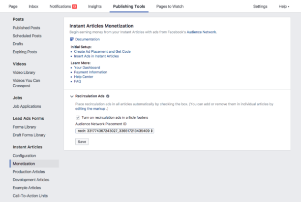 Facebook Instant Articles : un onglet monétisation pour activer les publicités simplement Facebook Instant Articles : un onglet monétisation pour activer les publicités simplement