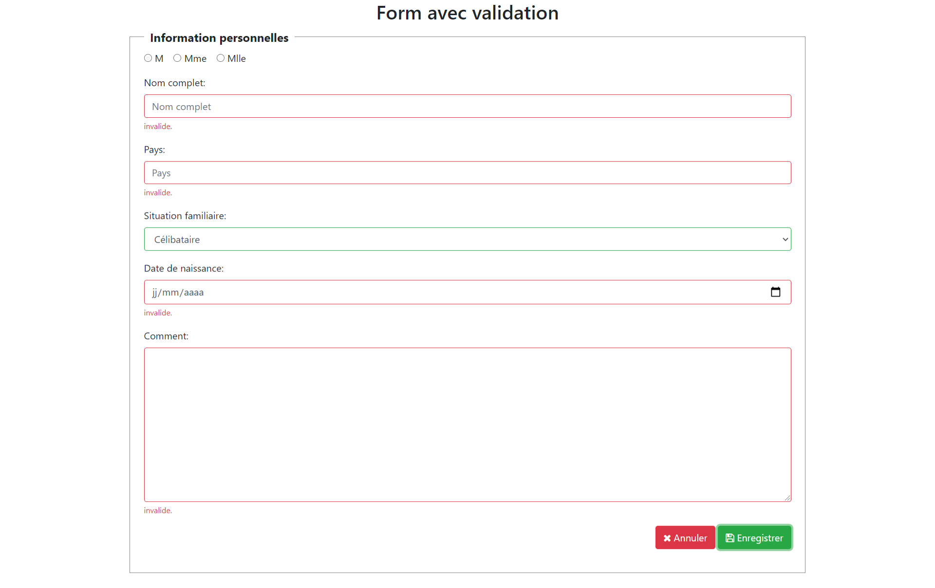 Ajouter une legende dans un formulaire