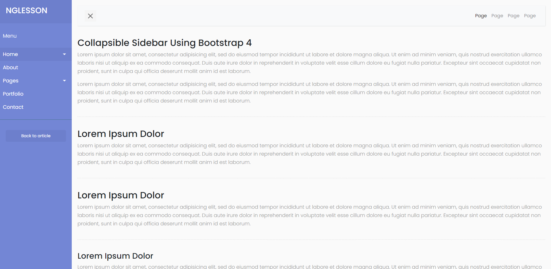 Asidebar Bootstrap4 style01