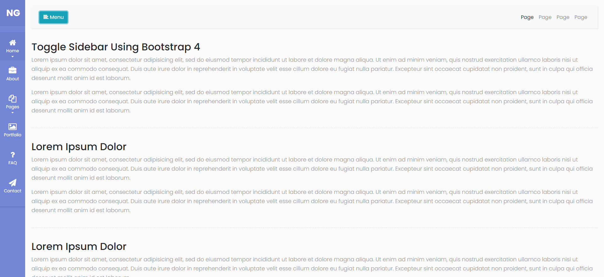 Asidebar Bootstrap4 style02