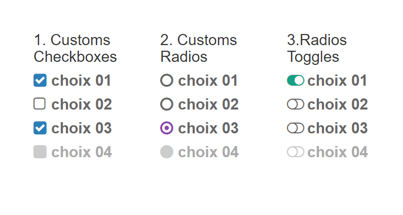 Checkbox et boutons radios personnalisés en CSS